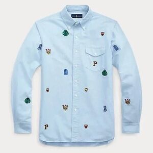 Polo by Ralph Lauren Blue Casual Button Down Shirt with Embroidery